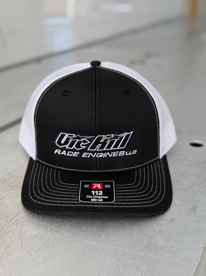 Black / White Mesh Vic Hill Race Engines Snapback Hat