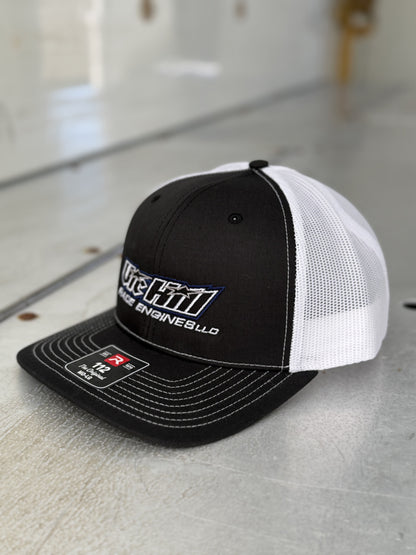 Black / White Mesh Vic Hill Race Engines Snapback Hat