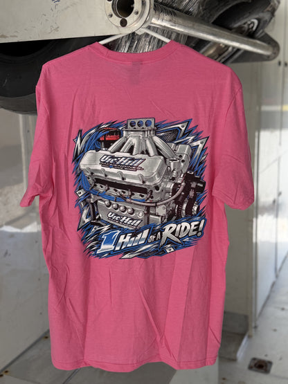 Pink "1 Hill of a Ride" Adult Short Sleeve T-Shirt