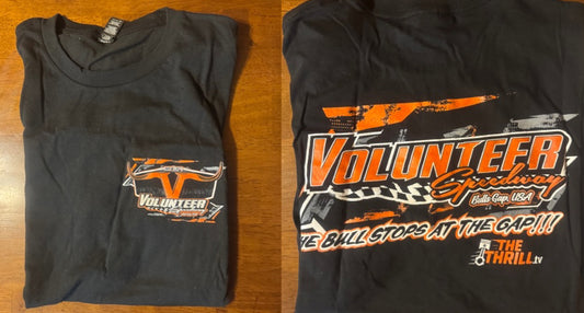 Black Volunteer Speedway Bull Stops Short Sleeve Shirt